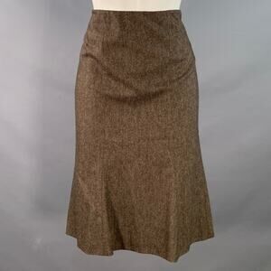 ALBERTA FERRETTI Size 8 Brown Beige Acetate Blend Tulip Midi Skirt
